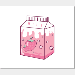 Japanese aesthetics kawaii strawberry milk Posters and Art